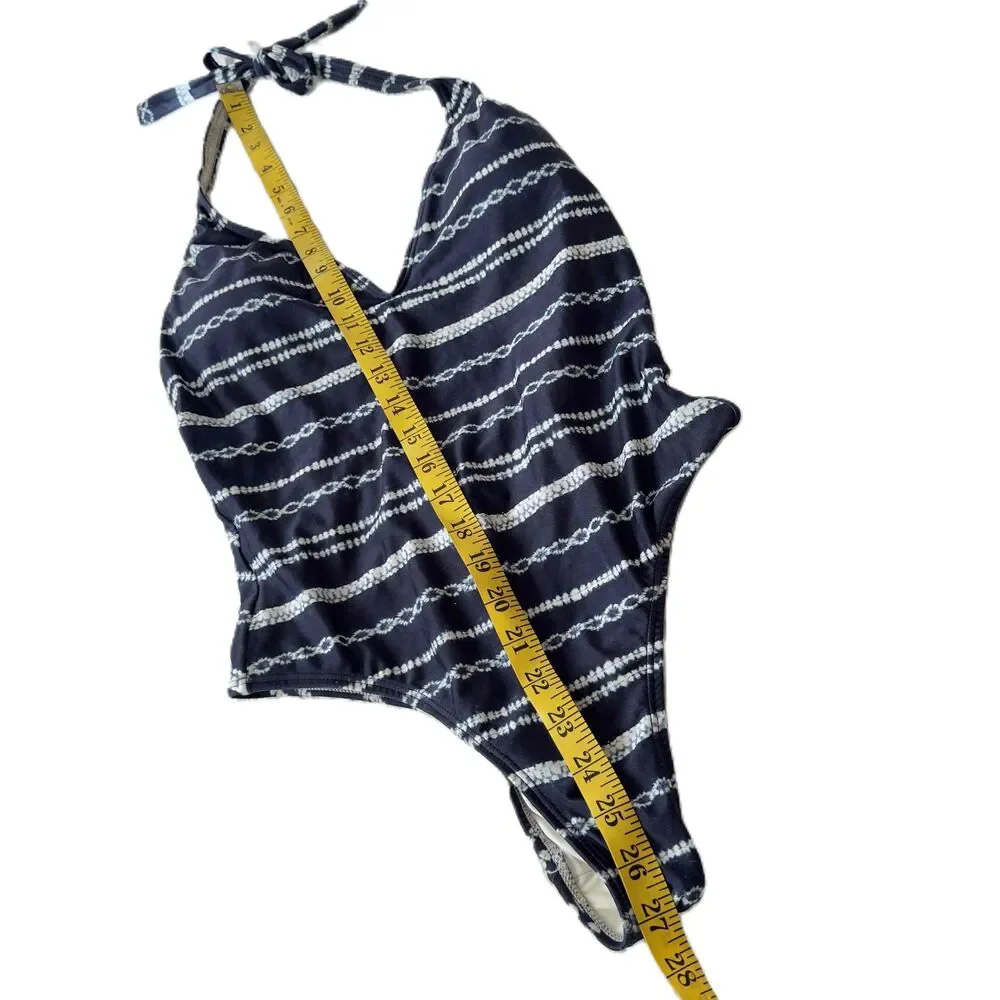 Vix Paula Hermanny Halter Tie-Back Plunge Navy Swimsuit Medium M - Picture 9 of 10
